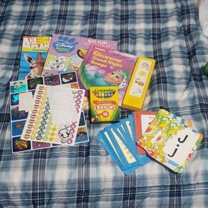 Lot of coloring books letter flash cards stickers